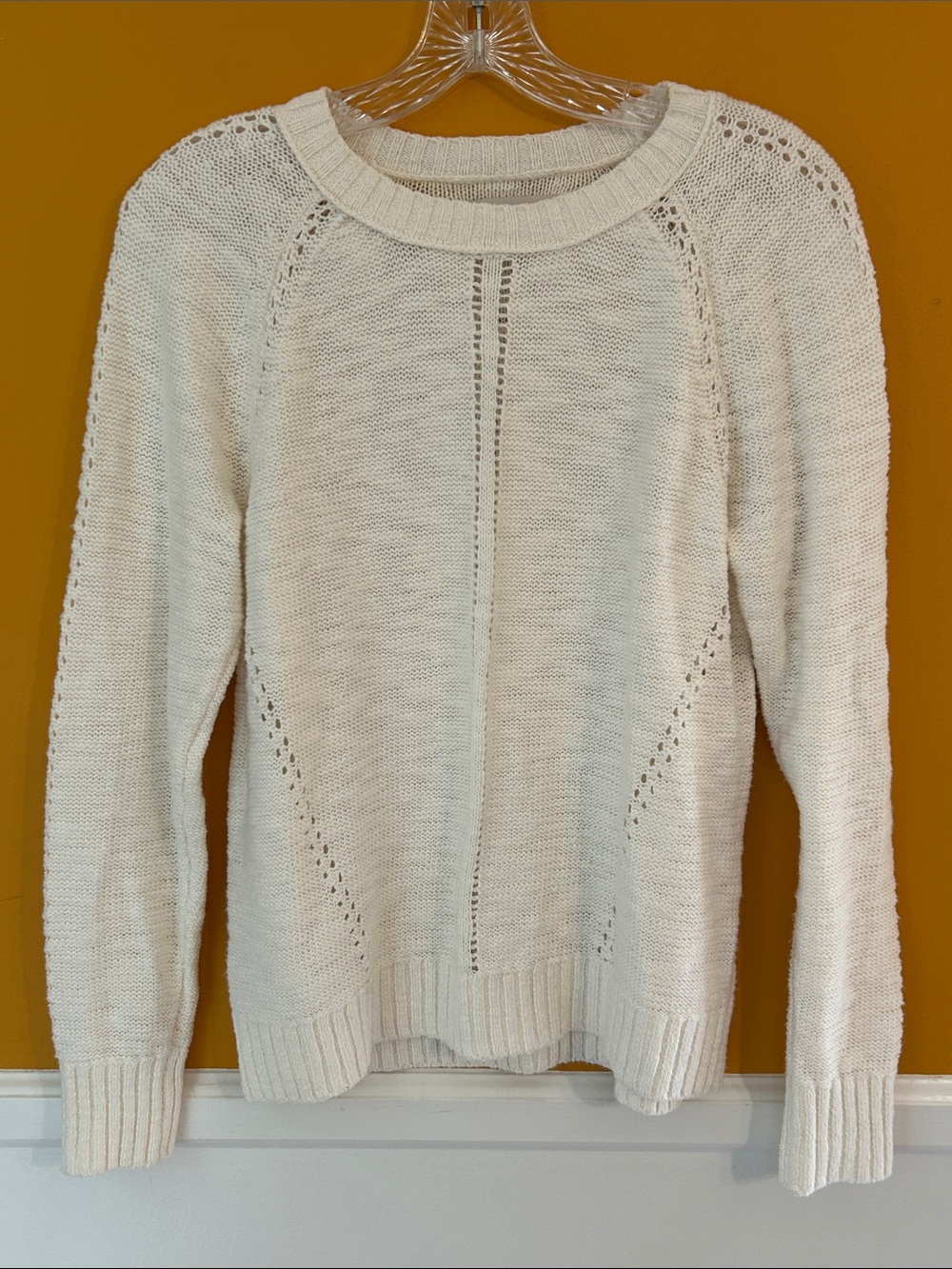 LOFT Women's Cream Knit Pullover Sweater - Classic Lightweight Crewneck